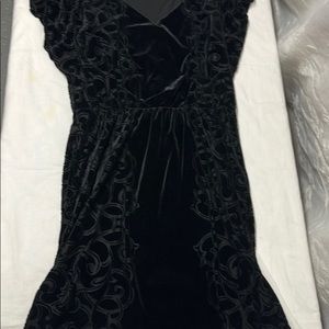 Scroll print velvet midi dress